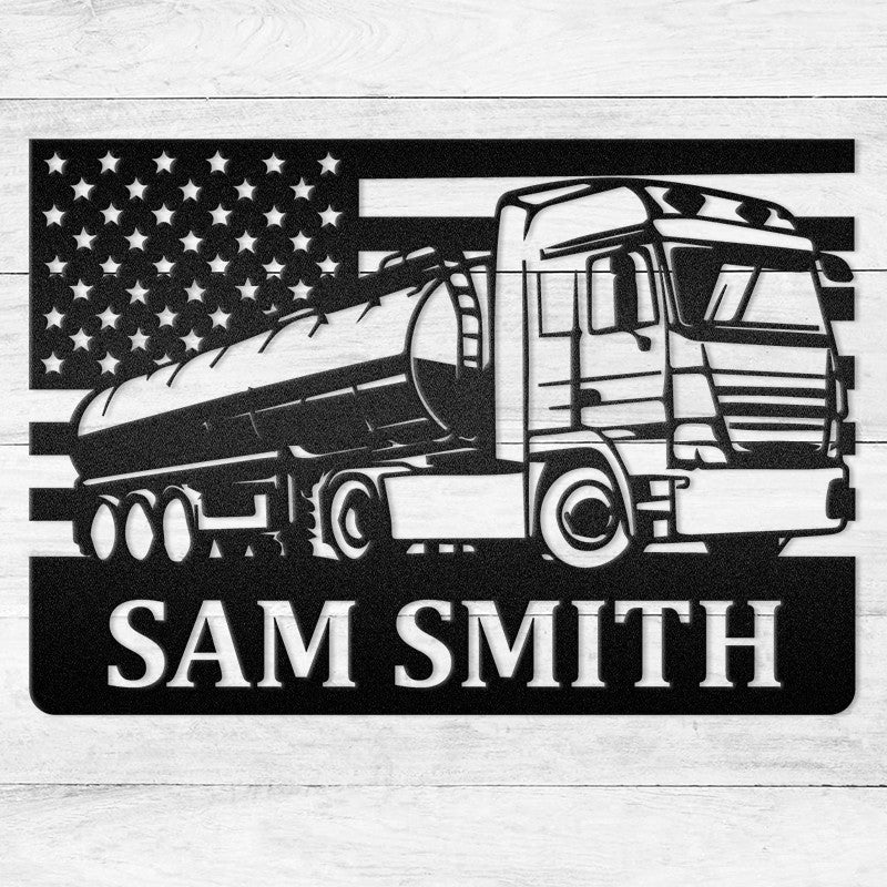 Semi Truck With US Flag Vehicle Monogram