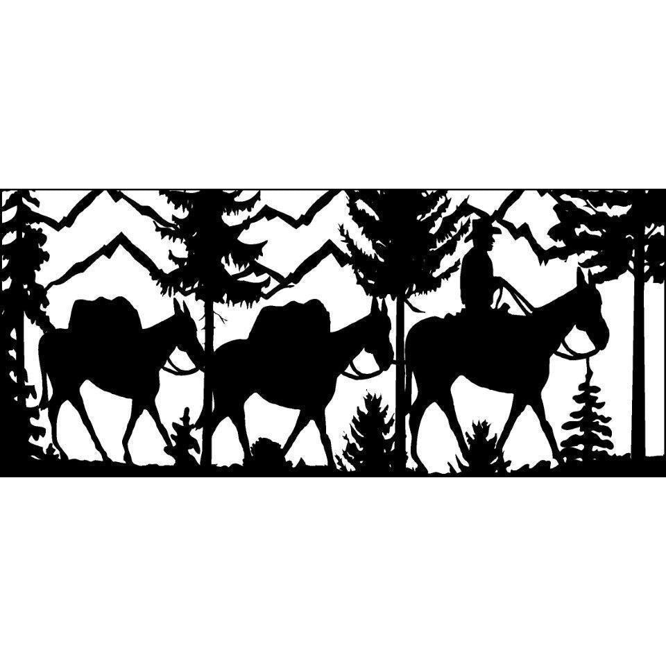 Hunter Leading Two Pack Mules Hunting Metal Balcony / Staircase Panels