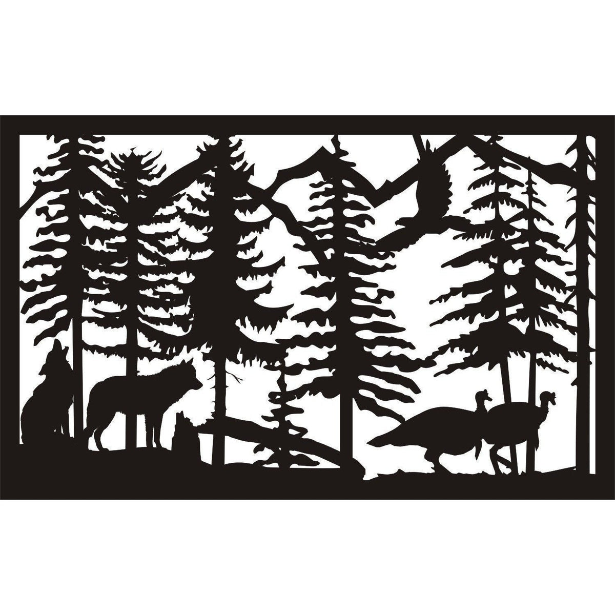 Two Wolves Turkeys and Eagle Hunting Metal Balcony / Staircase Panels