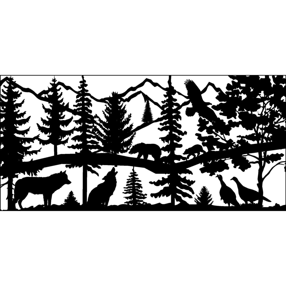 Two Wolves Two Turkeys Two Bears Eagle Hunting Metal Balcony / Staircase Panels