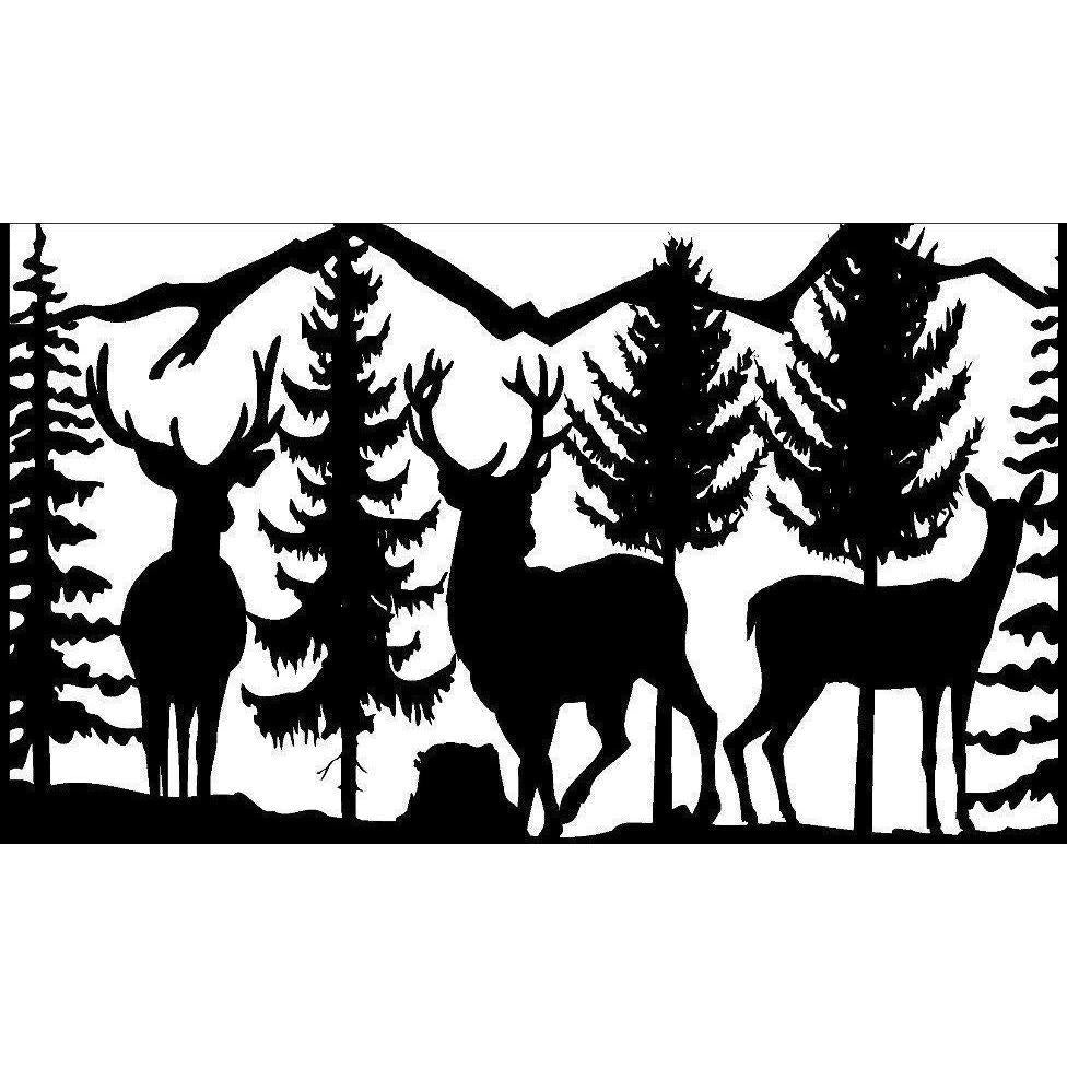 Three Deer Trees Mountains Hunting Metal Balcony / Staircase Panels