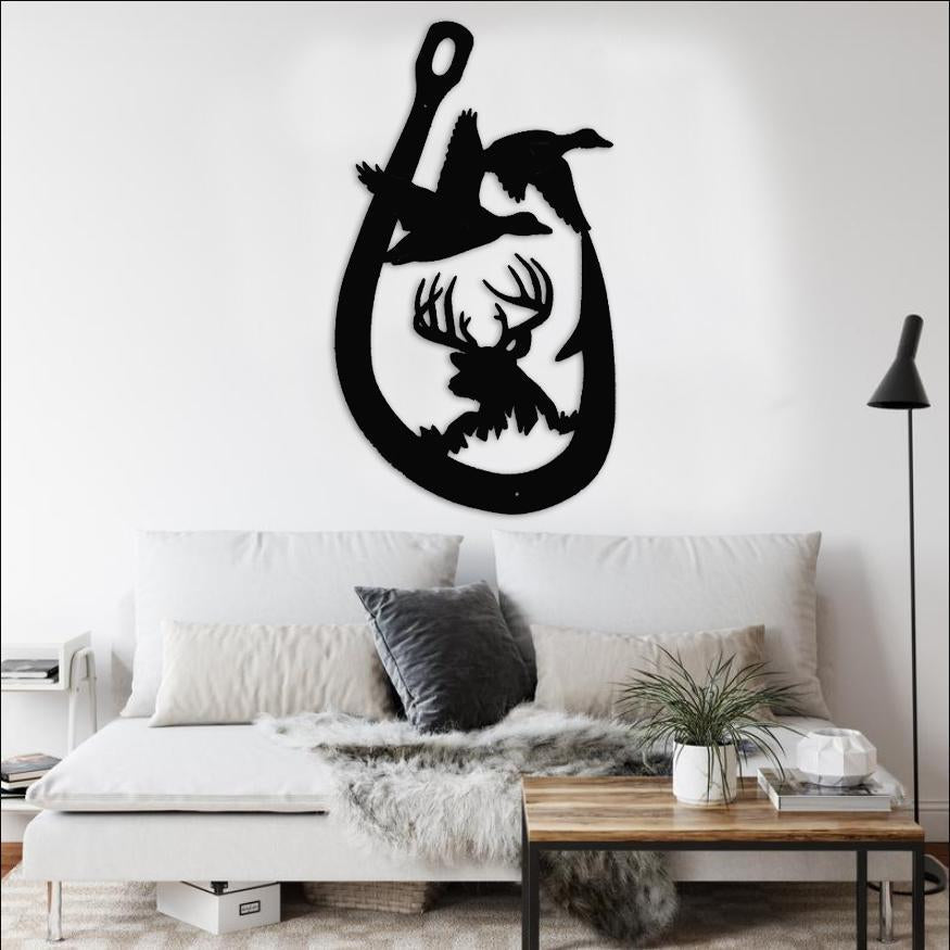 Hook Ducks Stag Sign Hunting Wall Art