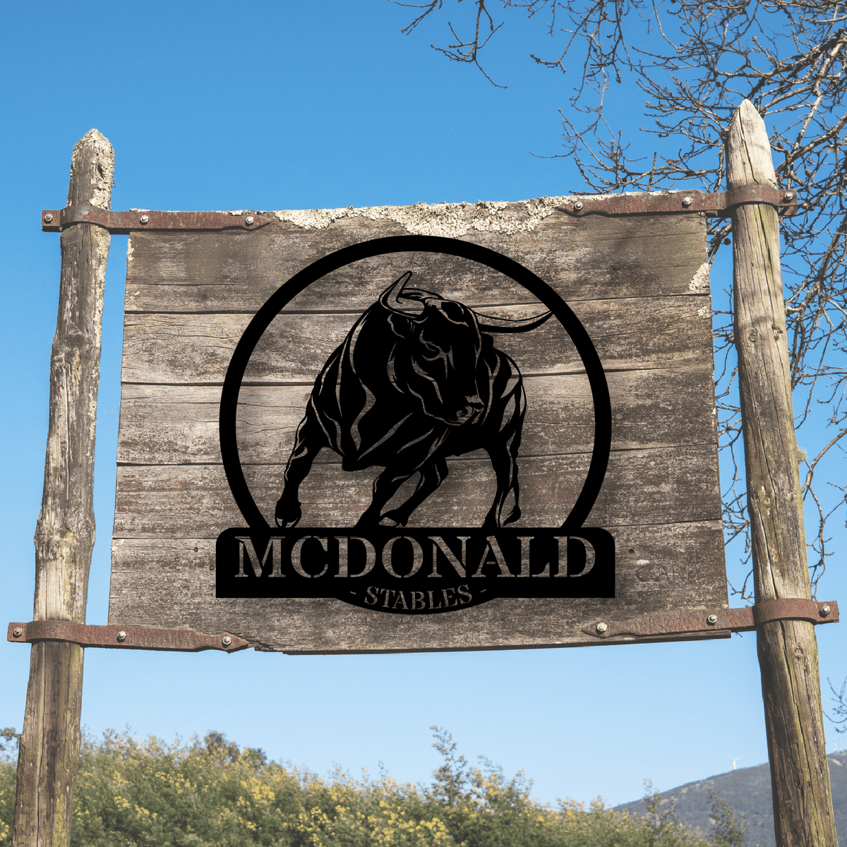 Personalized Bull Ranch Sign Monogram