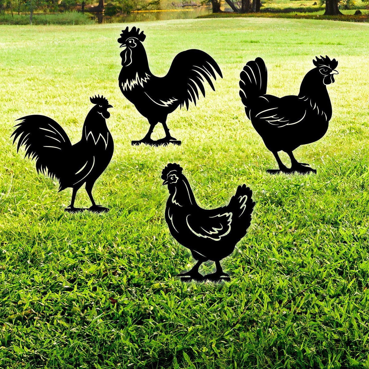 Chicken Stakes Garden Art