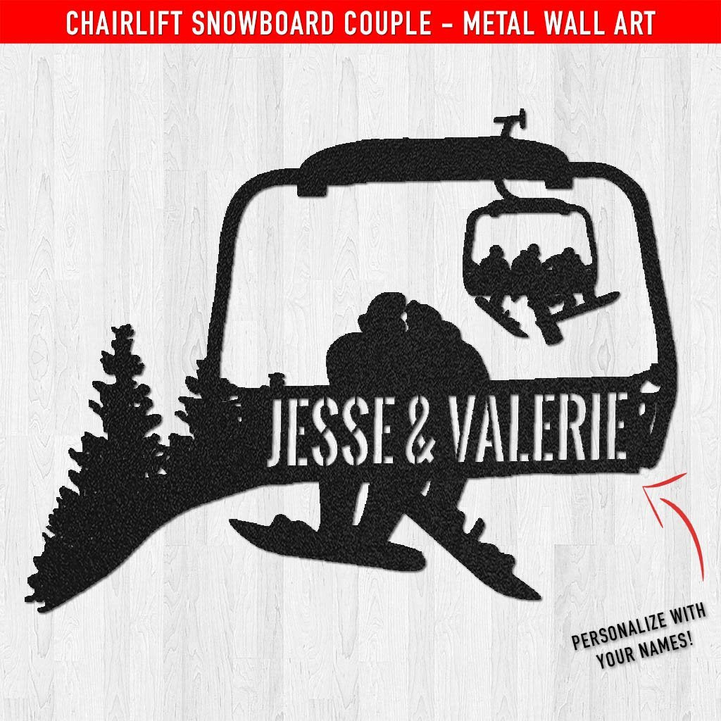 Chairlift Snowboard Couple Monogram