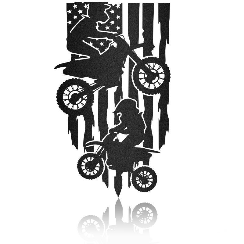 American Flag Terrain Motorcycle Wall Art