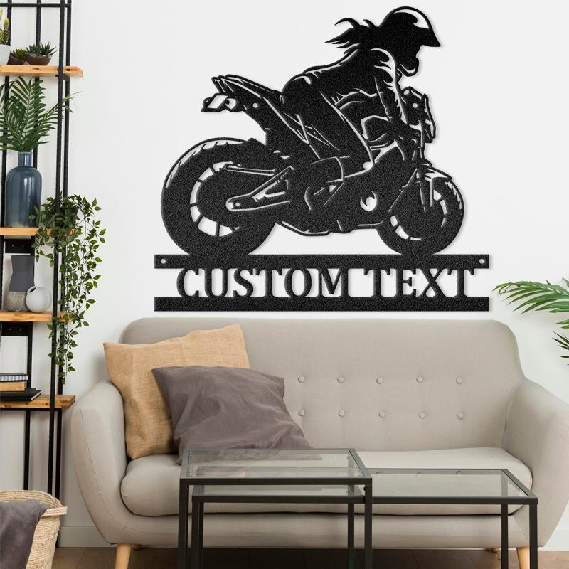 Girl Biker Motorcycle Metal Sign Monogram