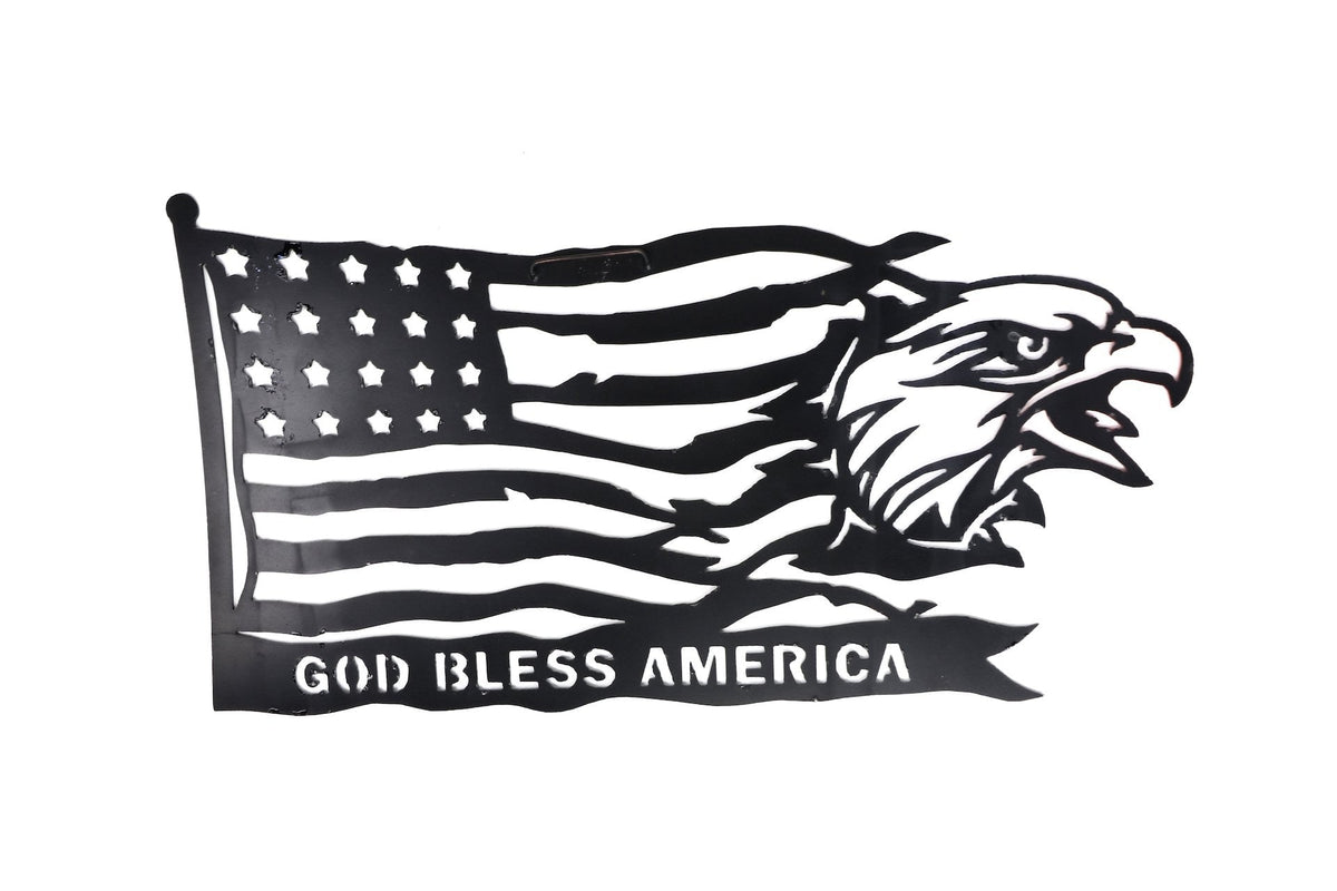 God Bless America Metal Flag