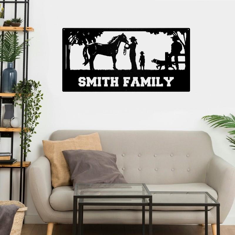 Family Horse Happy Scene Monogram