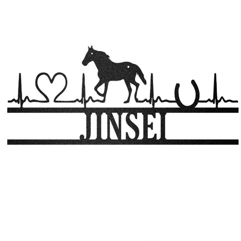 Metal Horse Sign With Heart Monogram