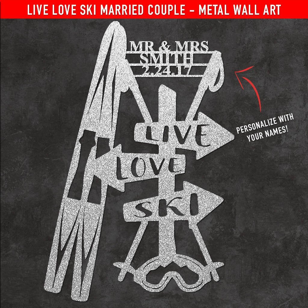 Live Love Ski Couple Skiing Monogram