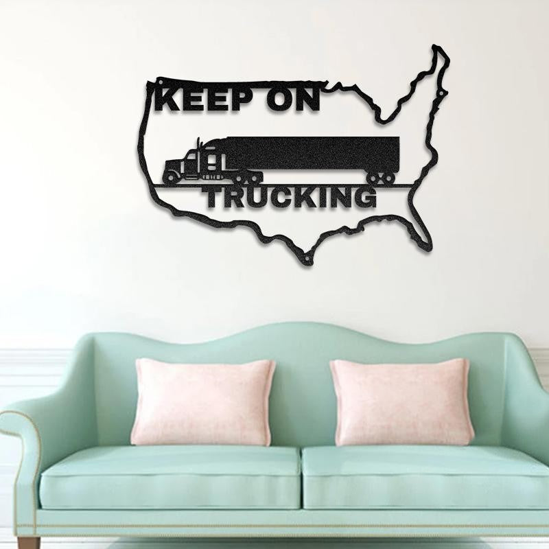 Keep On Trucking US Map Vehicle Monogram
