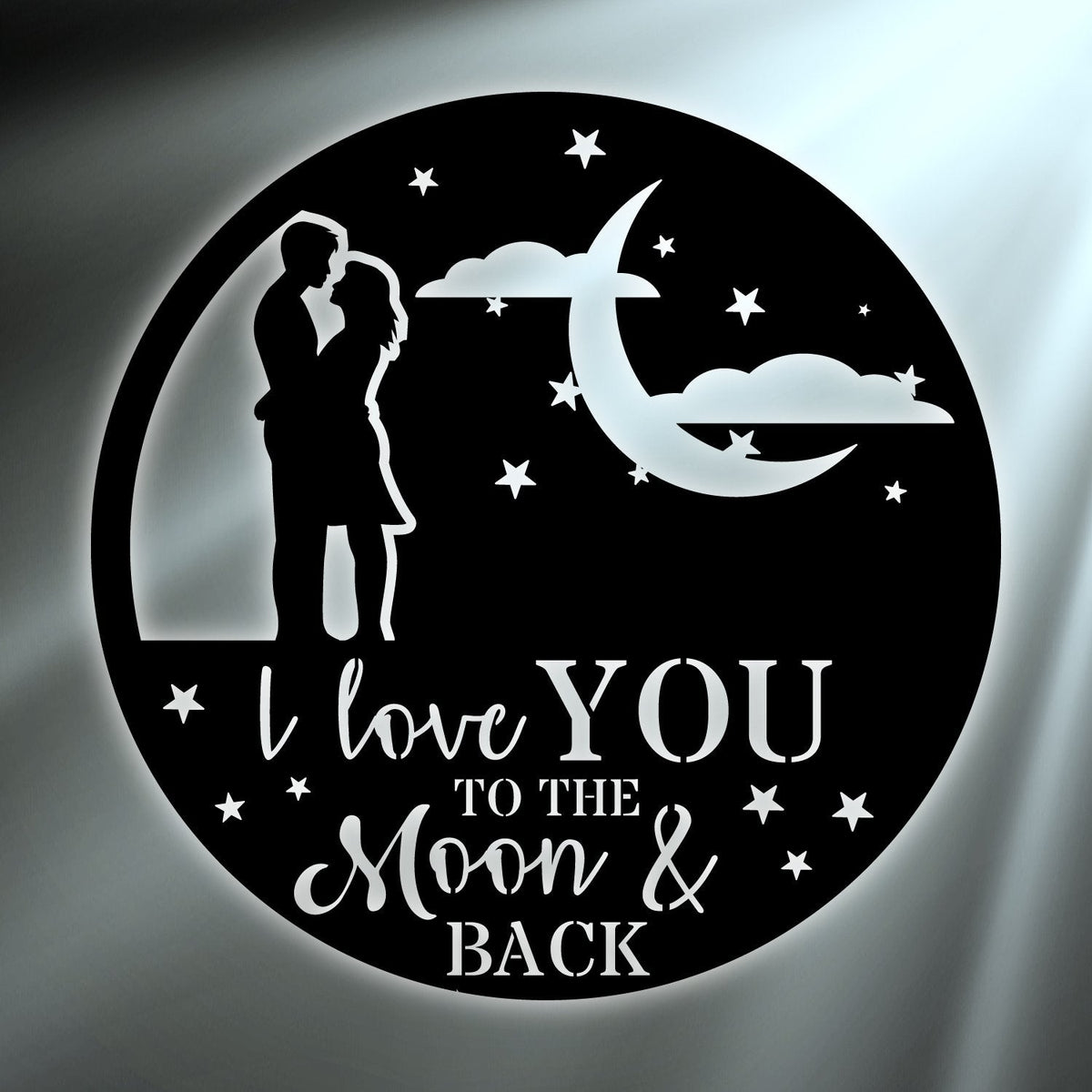 Couple Moon &amp; Back Love Monogram