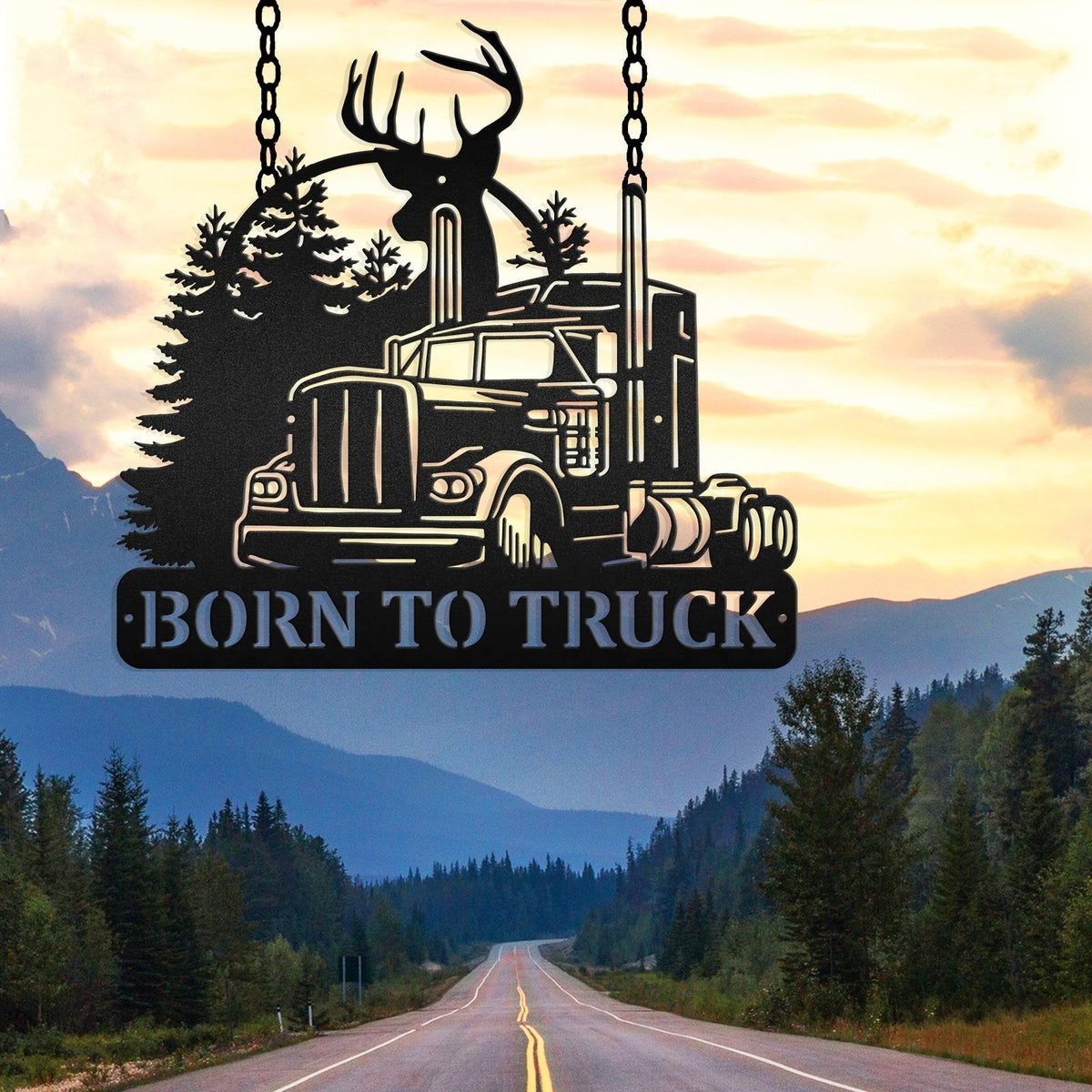 Semi Trucker Forest Vehicle Monogram