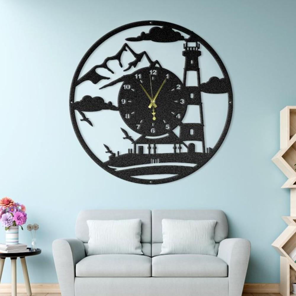 Lighthouse Scene Clock Beach Monogram