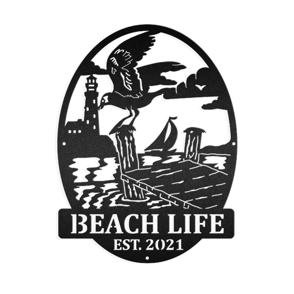Seagull Seaside Beach Monogram
