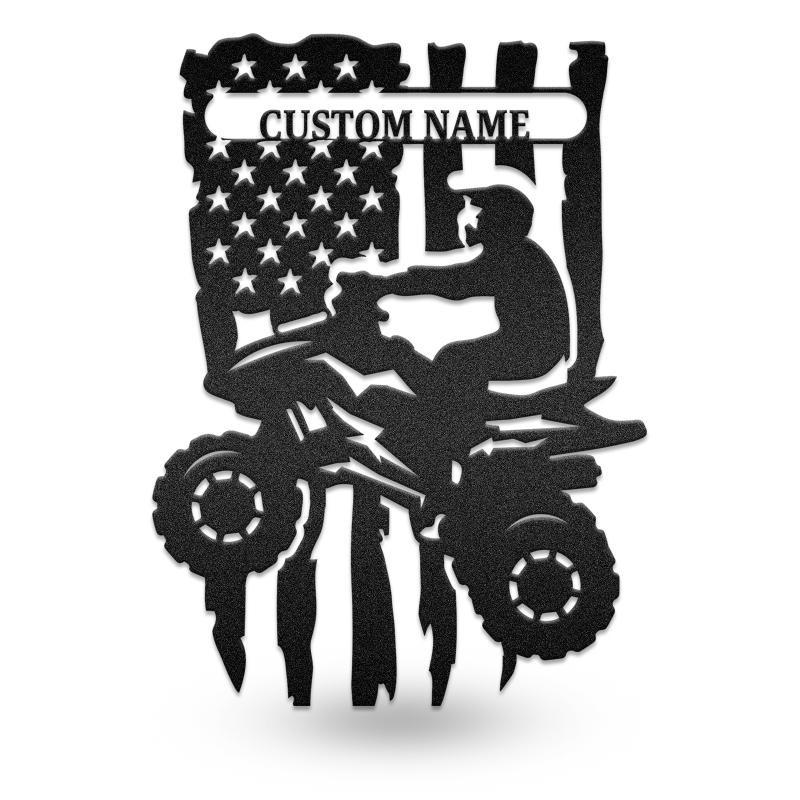 Man ATV Quad American Flag Motorcycle Monogram