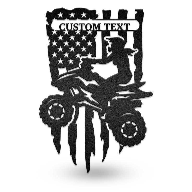 Girl ATV Quad American Flag Motorcycle Monogram