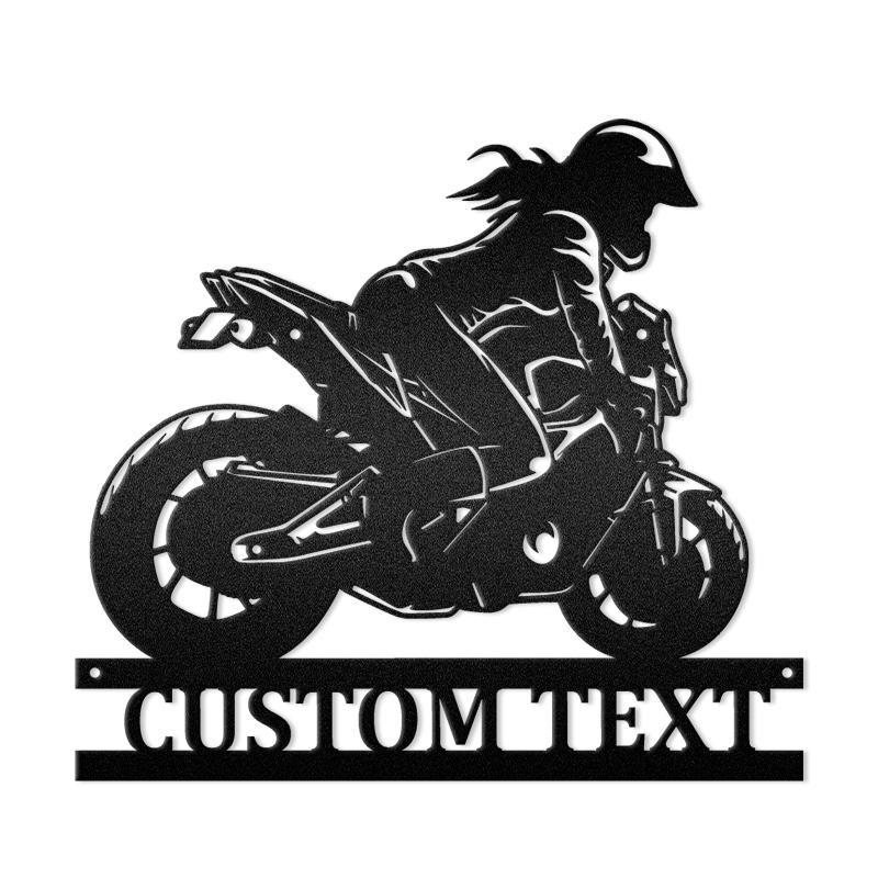 Girl Biker Motorcycle Metal Sign Monogram
