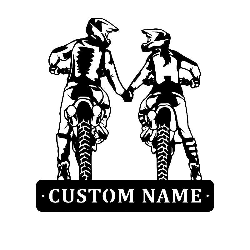 Couple Holding Hand Motorcycle Monogram