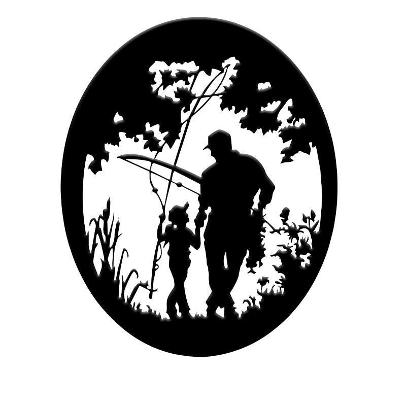 Father &amp; Child Fishing Trout Monogram