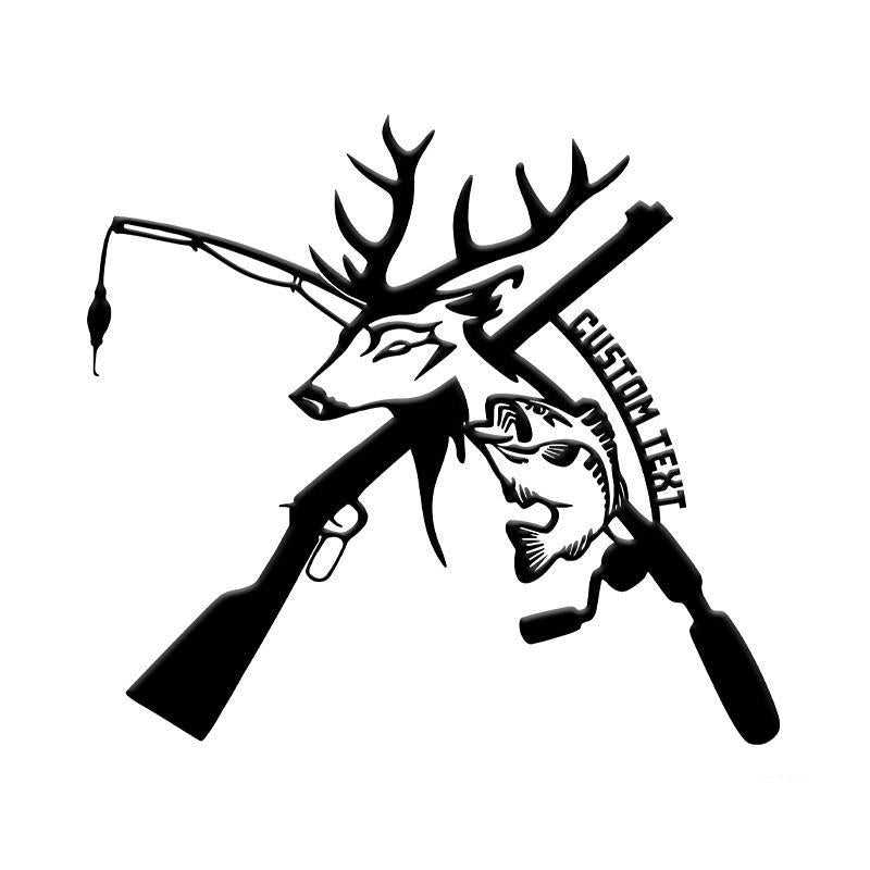Deer &amp; Fish Fishing Hunting Monogram