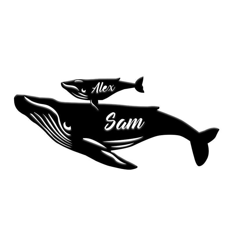 Humpback Whale &amp; Calf Trout Fishing Monogram