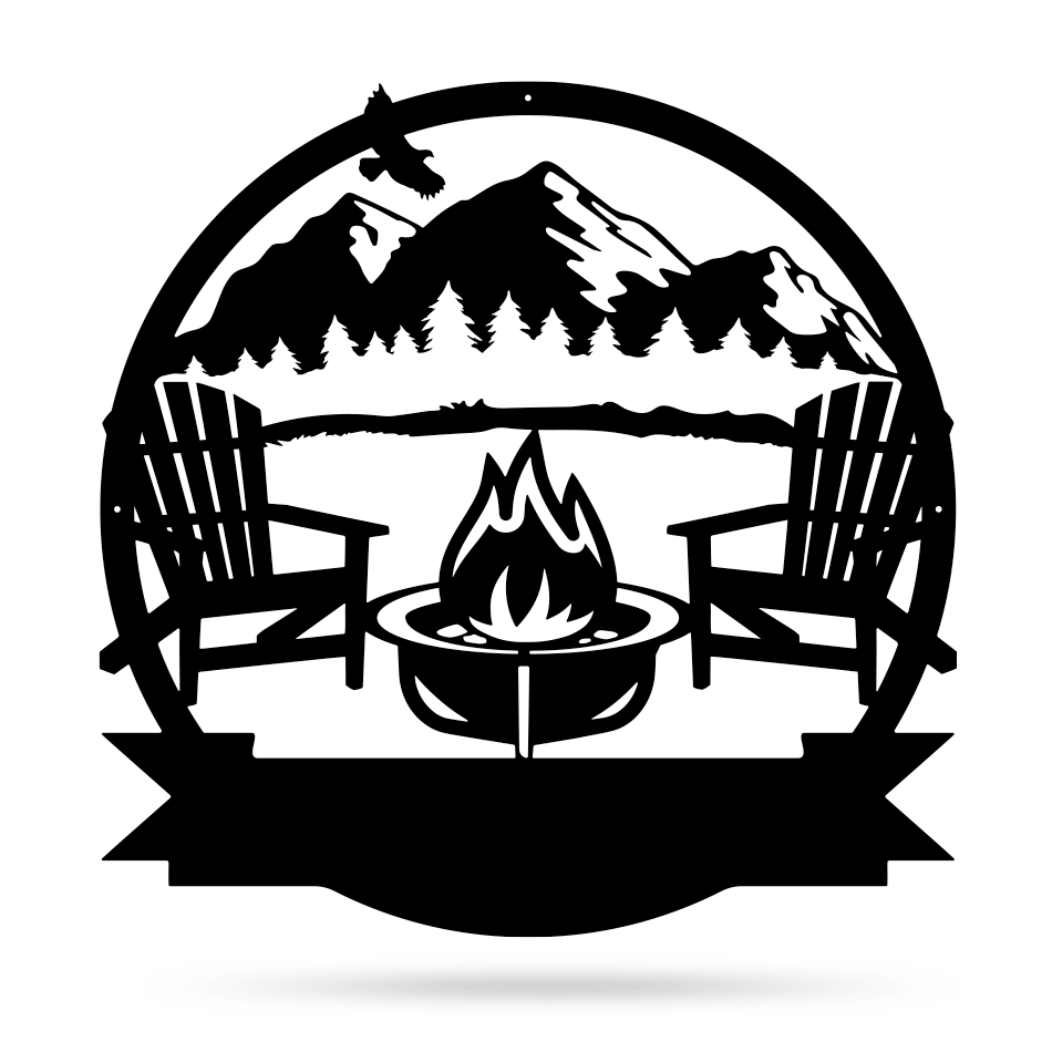 Mountain Campfire Outdoor Monogram