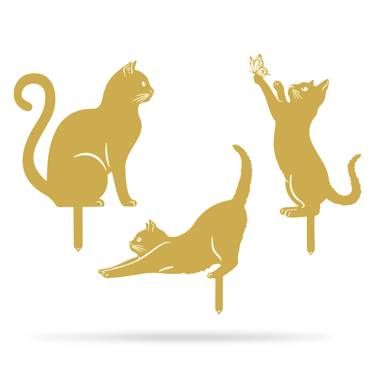 Cats 3 Pack Garden Stakes