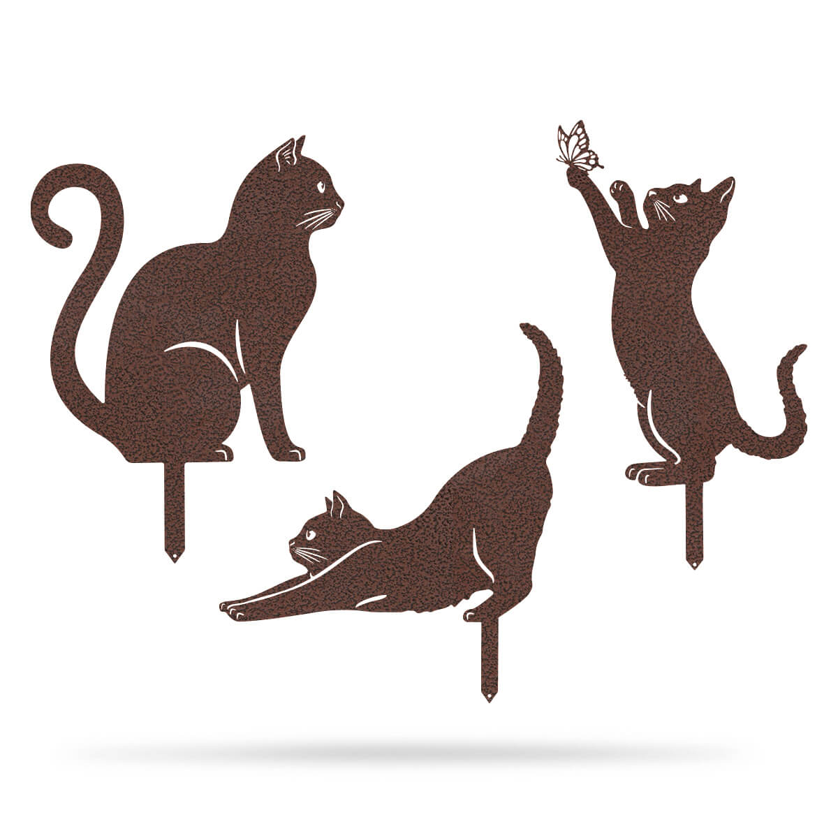 Cats 3 Pack Garden Stakes
