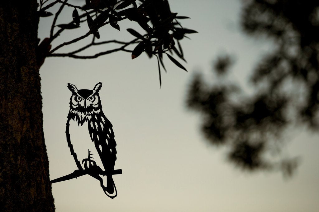 Great Horned Owl Stake Garden Art