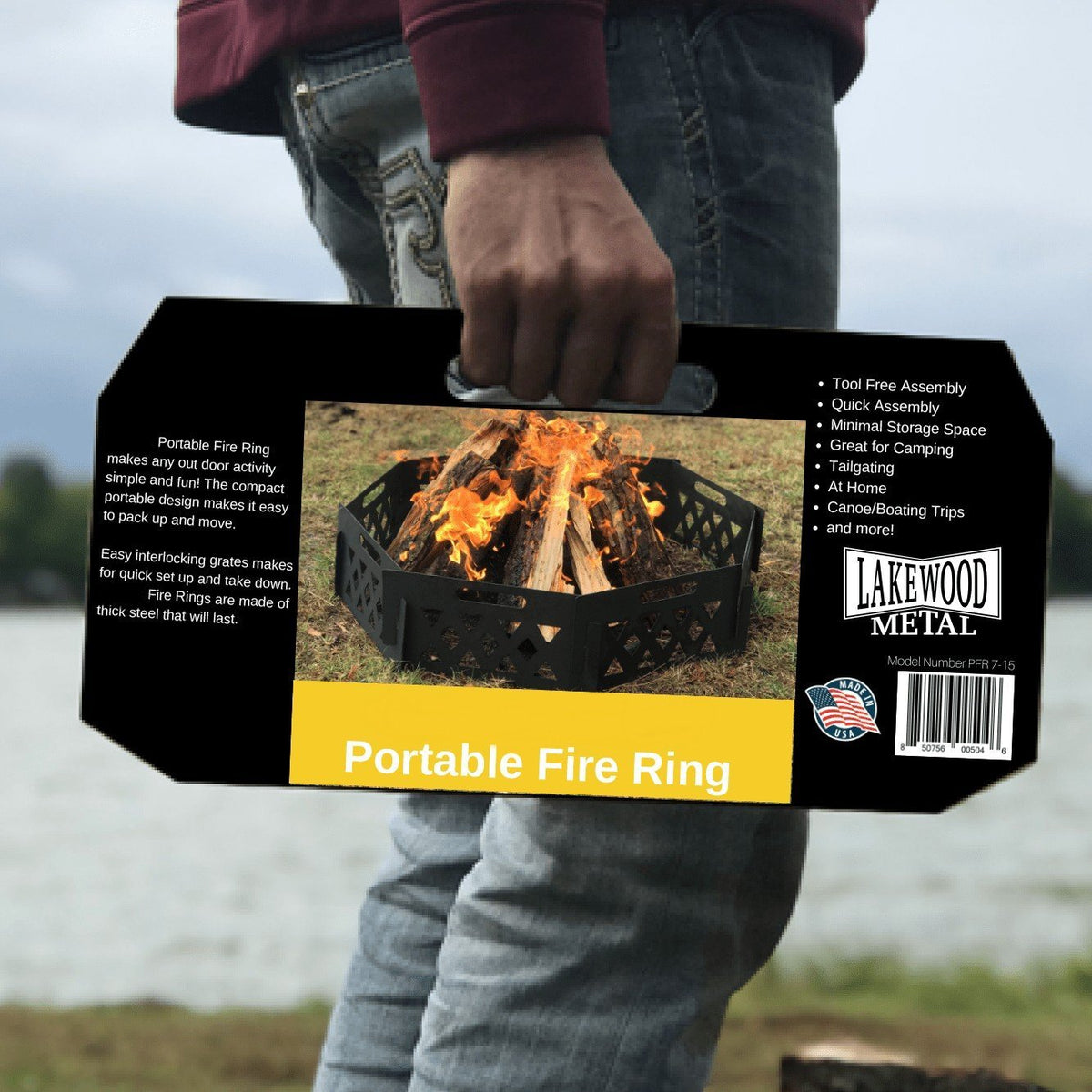 Portable Fire Ring Farm Monogram