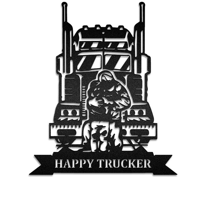 Trucker Dad And Son Vehicle Monogram