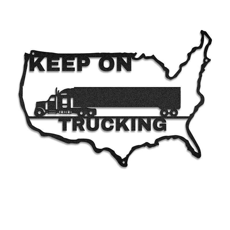 Keep On Trucking US Map Vehicle Monogram